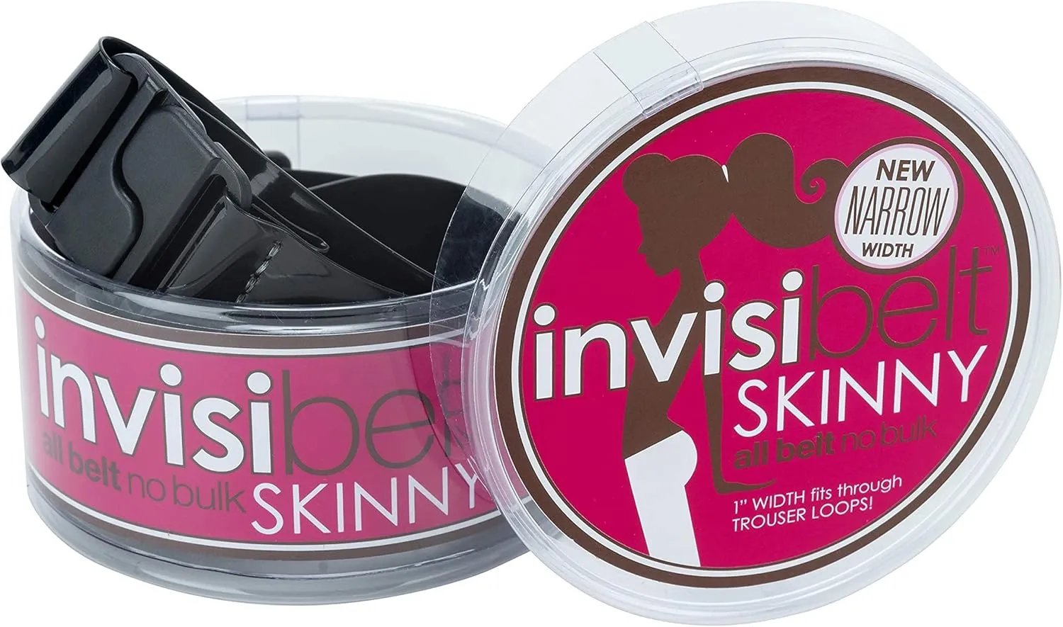 1" Wide Skinny Belt - Lay Flat, Adjustable, No Buckle Lightweight PVC Belt with Narrow Band