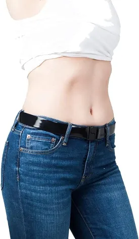 1" Wide Skinny Belt - Lay Flat, Adjustable, No Buckle Lightweight PVC Belt with Narrow Band