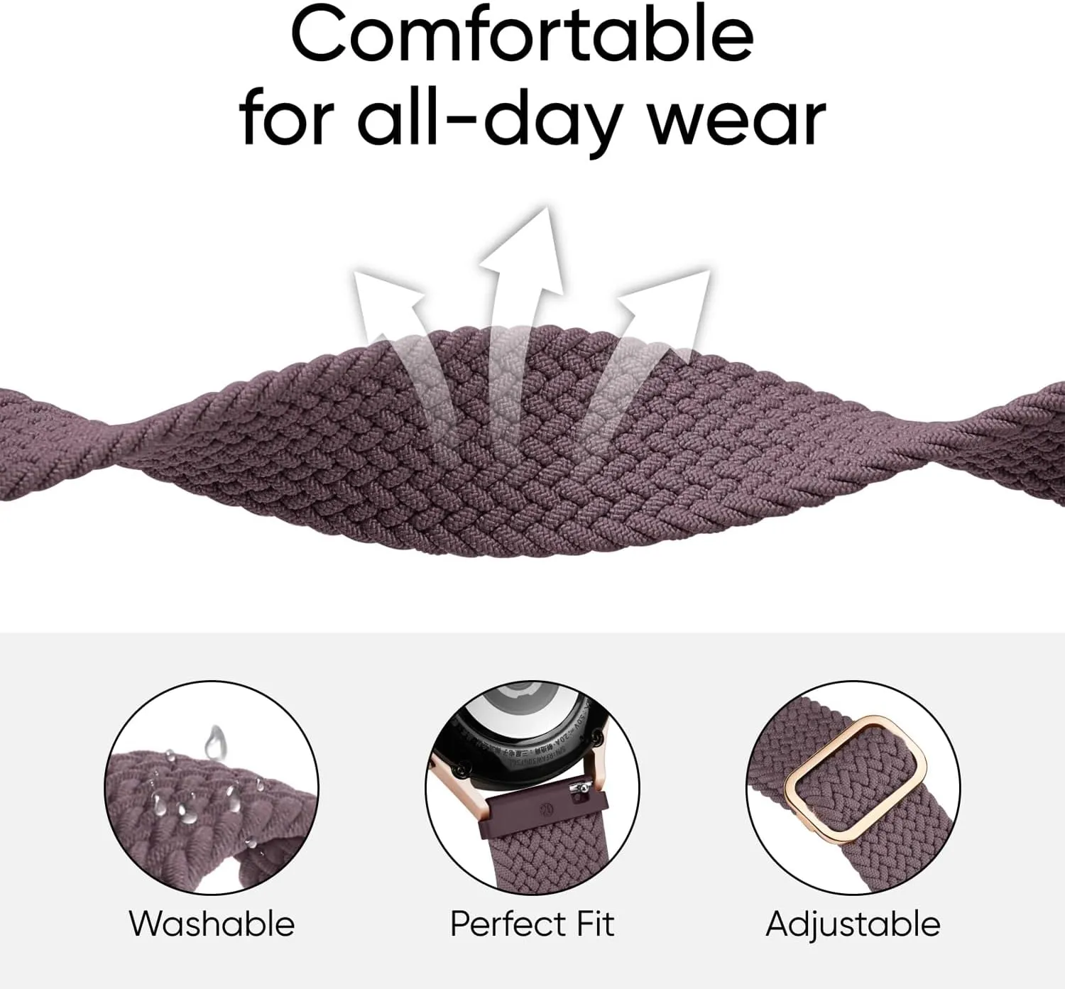 20mm Watch Bands Compatible with Samsung Galaxy Watch 7 FE 6 5 4 40mm 44mm, Galaxy Watch 6 4 Classic, Galaxy Watch 5Pro, Galaxy Watch 3 41mm, Galaxy Active2, 3Pack Stretchy Watch Straps for Women and Men