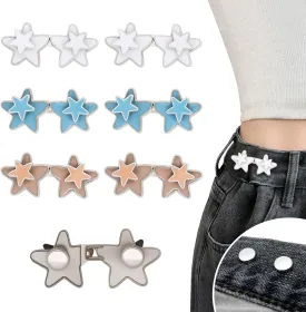 6 Set Pant Waist Tightener Star Buttons Pins for Loose Jeans Reusable Waist Cincher Clip for Women Clothing Dresses Skirts No Sewing and Tool Colorful Decoration Accessories