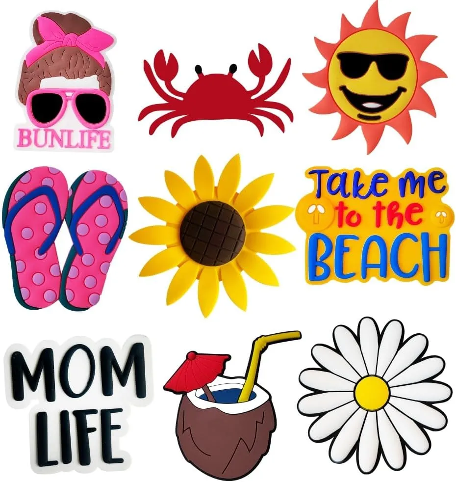 9Pcs Bogg Bag Accessories - Beach Tote Bag with Rubber & Decoration Charms for Girls & Women