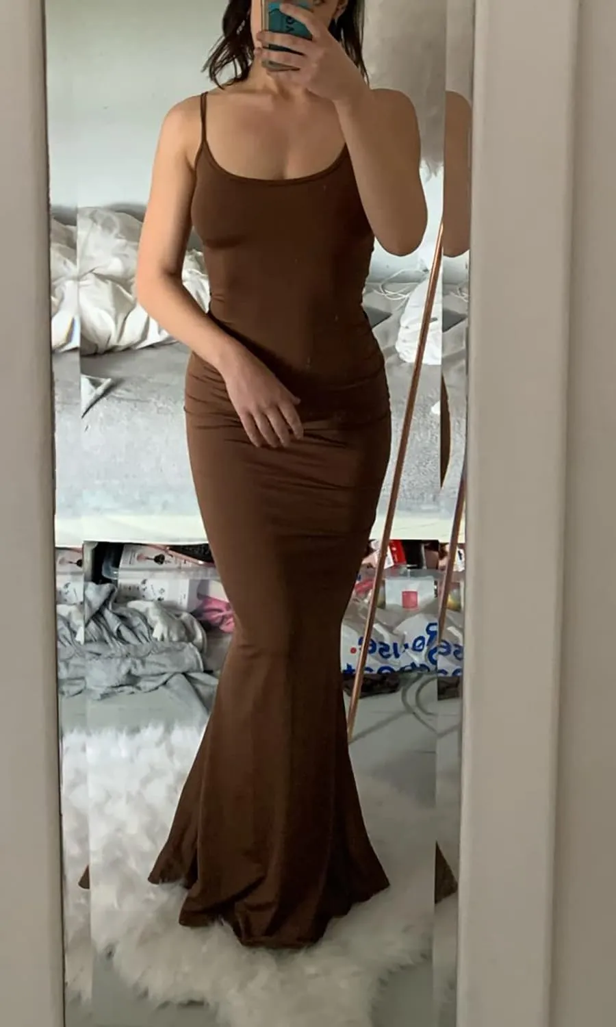 AnotherChill Women's Casual Lounge Slip Long Dress Sexy Sleeveless Backless Bodycon Maxi Dresses 2025 Summer Slim Elegant