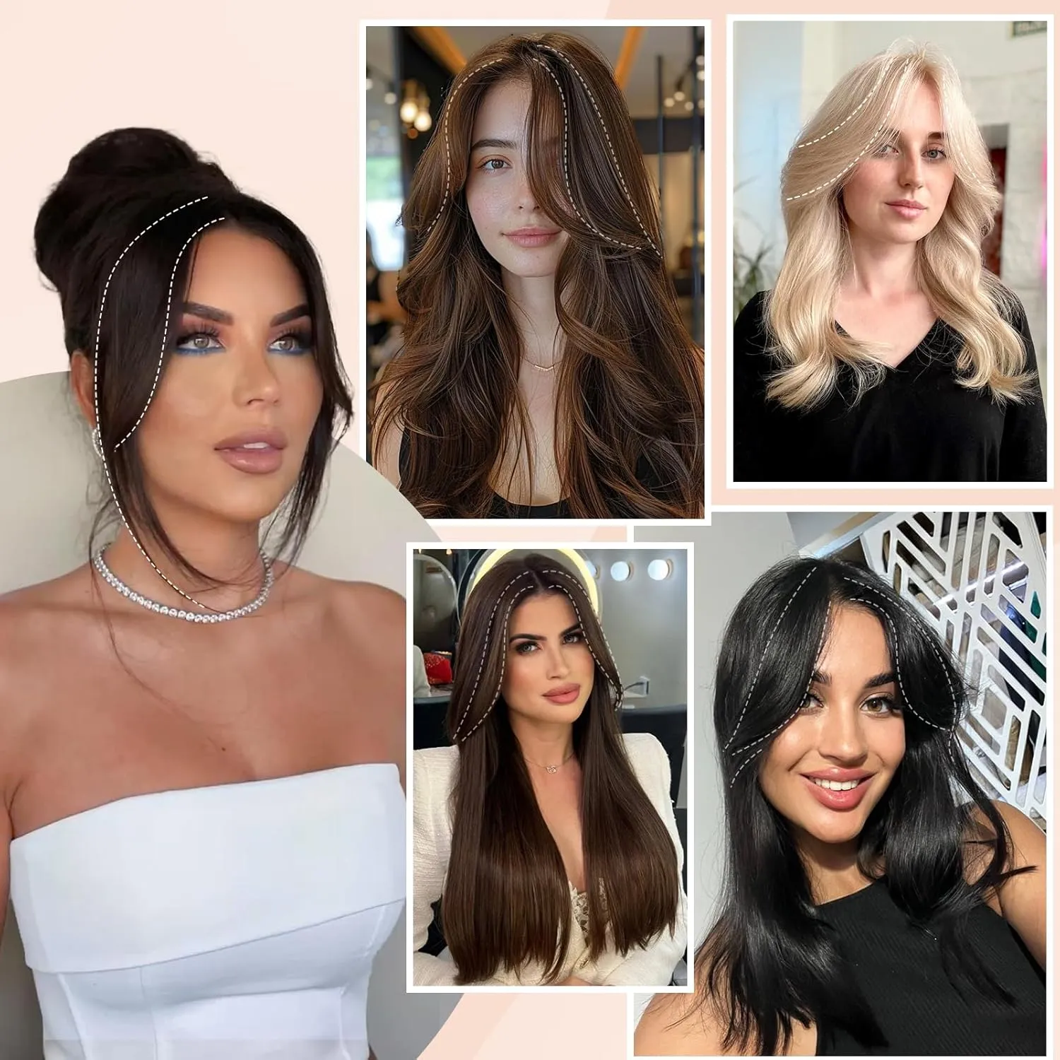 Benehair Side Bangs Clip in Bangs 100% Real Human Hair Curtain Bangs 10 inch Natural Black Remy French Bang Soft Thick Hair 15g with Invisible Clips for Women #1B