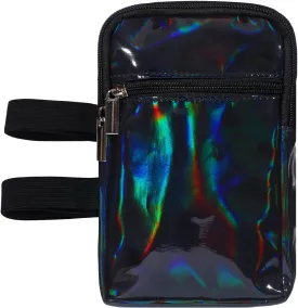 Carnival Leg Bag Holographic Thigh Bag with Adjustable Strap Leg Harness Women Summer Iridescent Travel Hiking Pack(Black,Leg Bag)