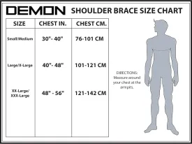 Demon United X D3O Shoulder Stability Brace with D3O Impact Protection- Neoprene Shoulder Support w/ D3O for Rotator Cuff, Labrum Tear, AC Joint Pain, Shoulder Compression Sleeve (Small/Medium)
