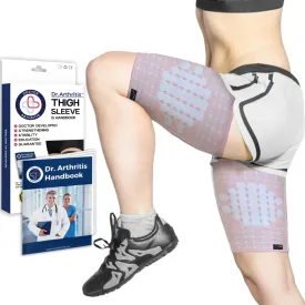 Dr. Arthritis Doctor Developed Thigh Compression Sleeve, Breathable Leg Wraps Medical Hamstring Compression Sleeve, Groin Brace, Hamstring Brace with Handbook (Pink, Small, 1 Pair)