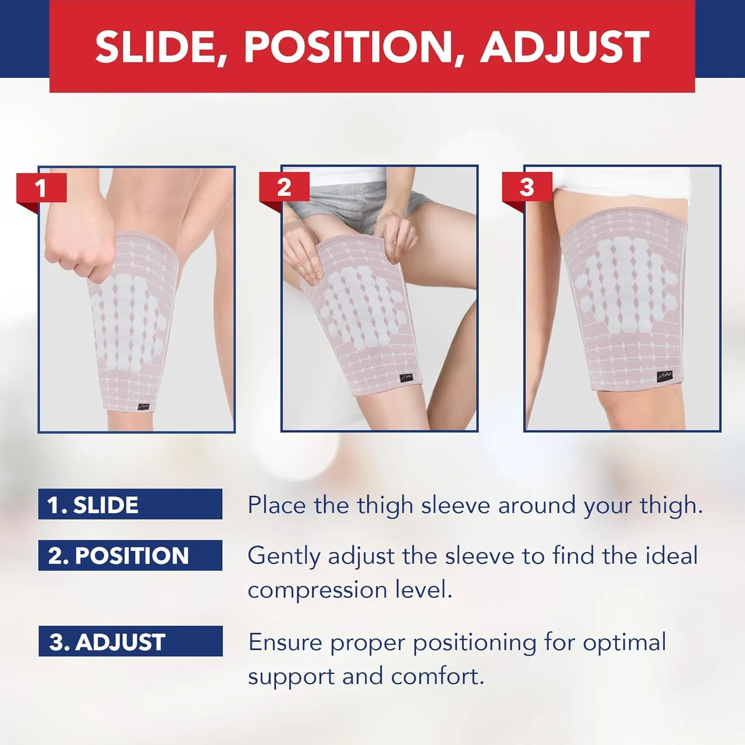 Dr. Arthritis Doctor Developed Thigh Compression Sleeve, Breathable Leg Wraps Medical Hamstring Compression Sleeve, Groin Brace, Hamstring Brace with Handbook (Pink, Small, 1 Pair)