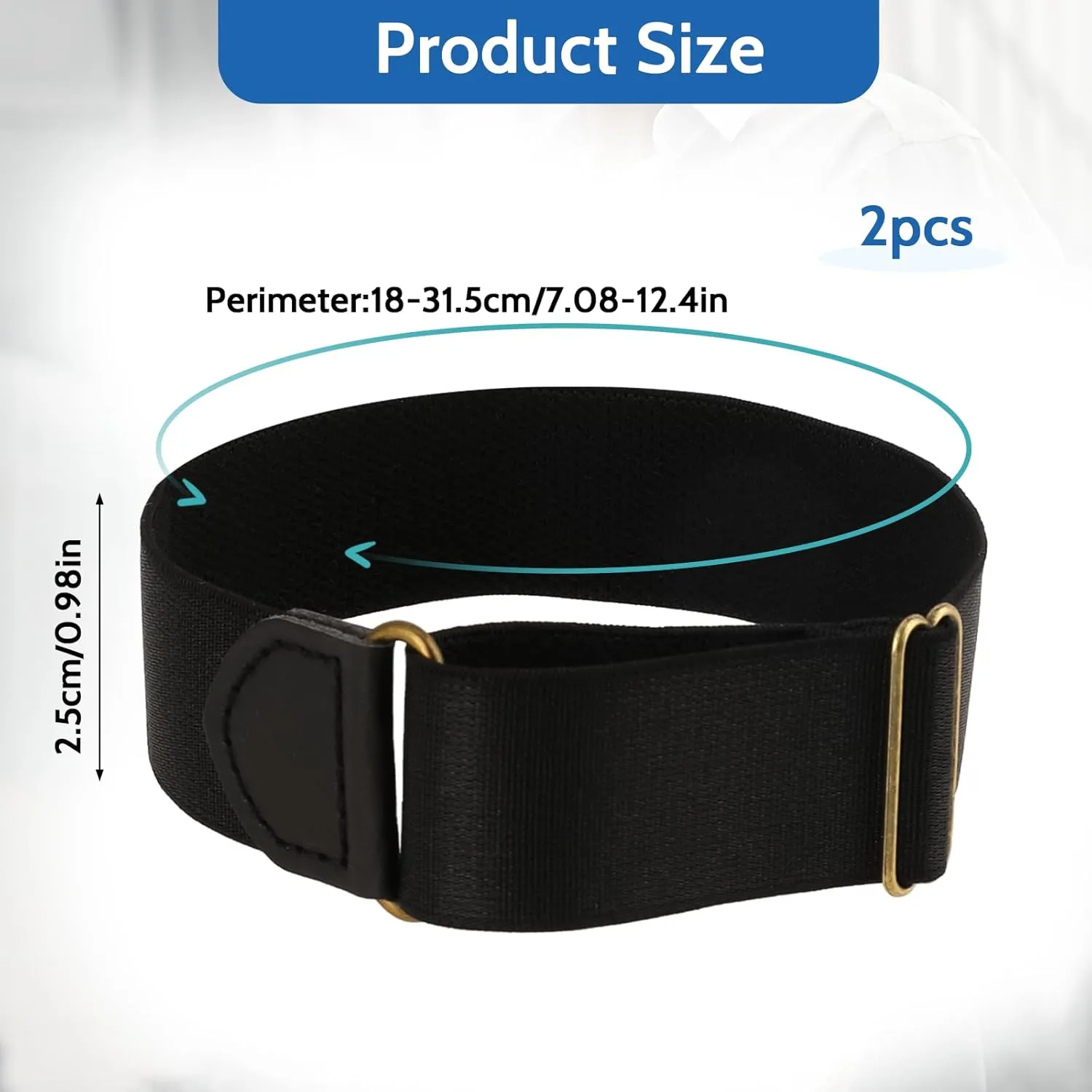 Elastic Black Arm Band Sleeve Garters Stretchy Adjustable Anti-Slip Shirt Long Sleeve Holders Armband for Men