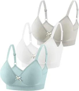 Eleplus 3 Pieces Deep V Wireless Bras for Women Seamless Comfy Bralettes Lightly Lined Multicolors Pack