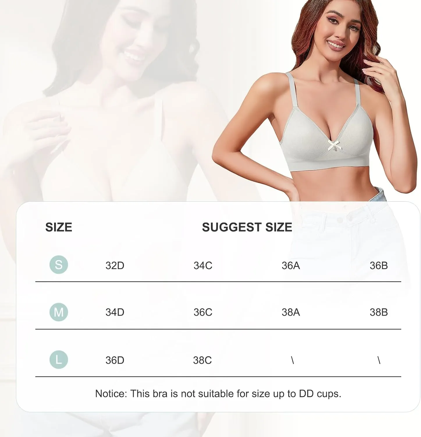 Eleplus 3 Pieces Deep V Wireless Bras for Women Seamless Comfy Bralettes Lightly Lined Multicolors Pack