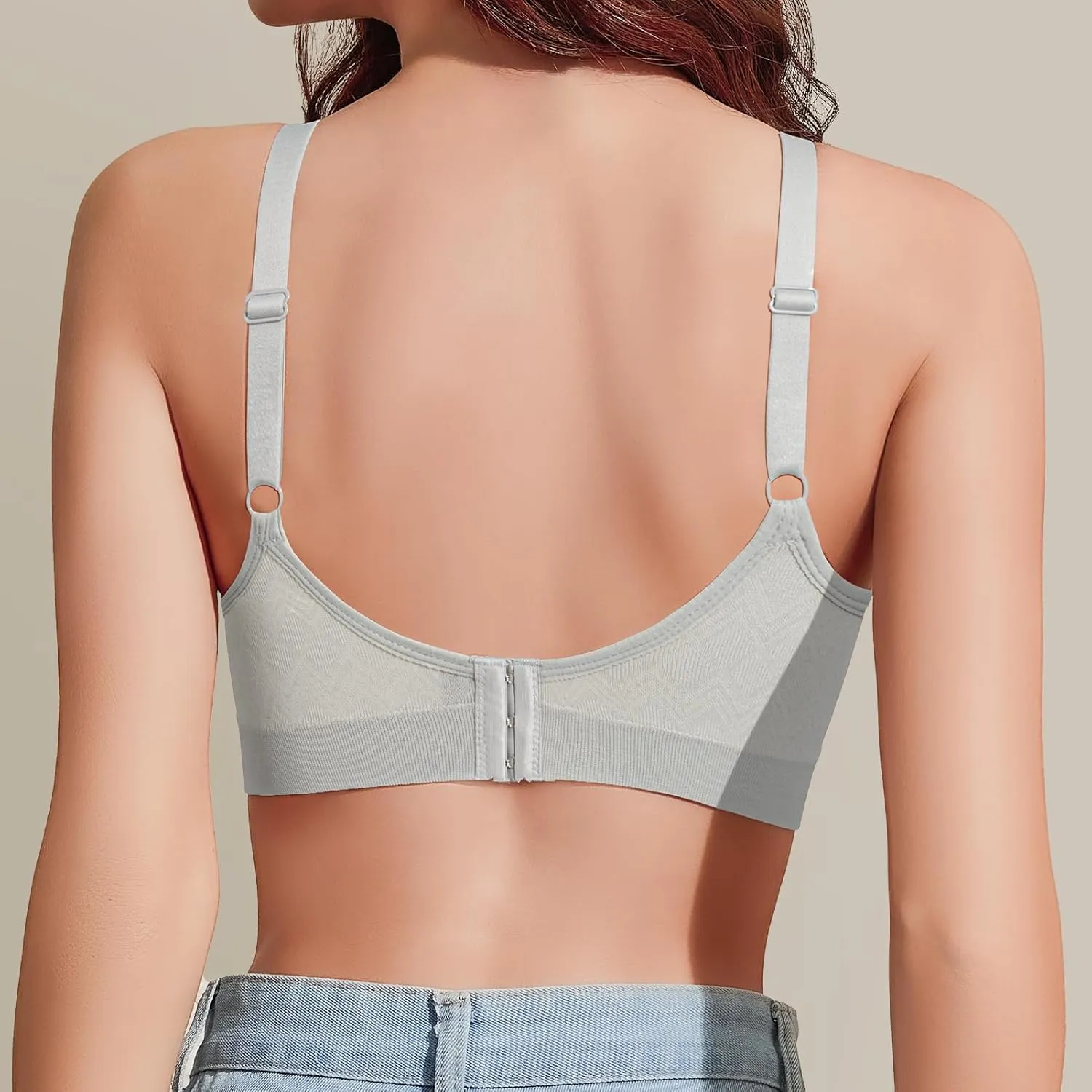Eleplus 3 Pieces Deep V Wireless Bras for Women Seamless Comfy Bralettes Lightly Lined Multicolors Pack