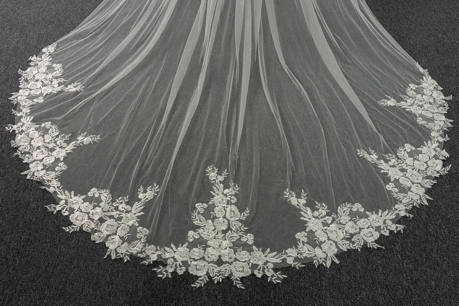 EllieWely Long Cathedral Length Lace Bridal Wedding Veil With Metal Comb