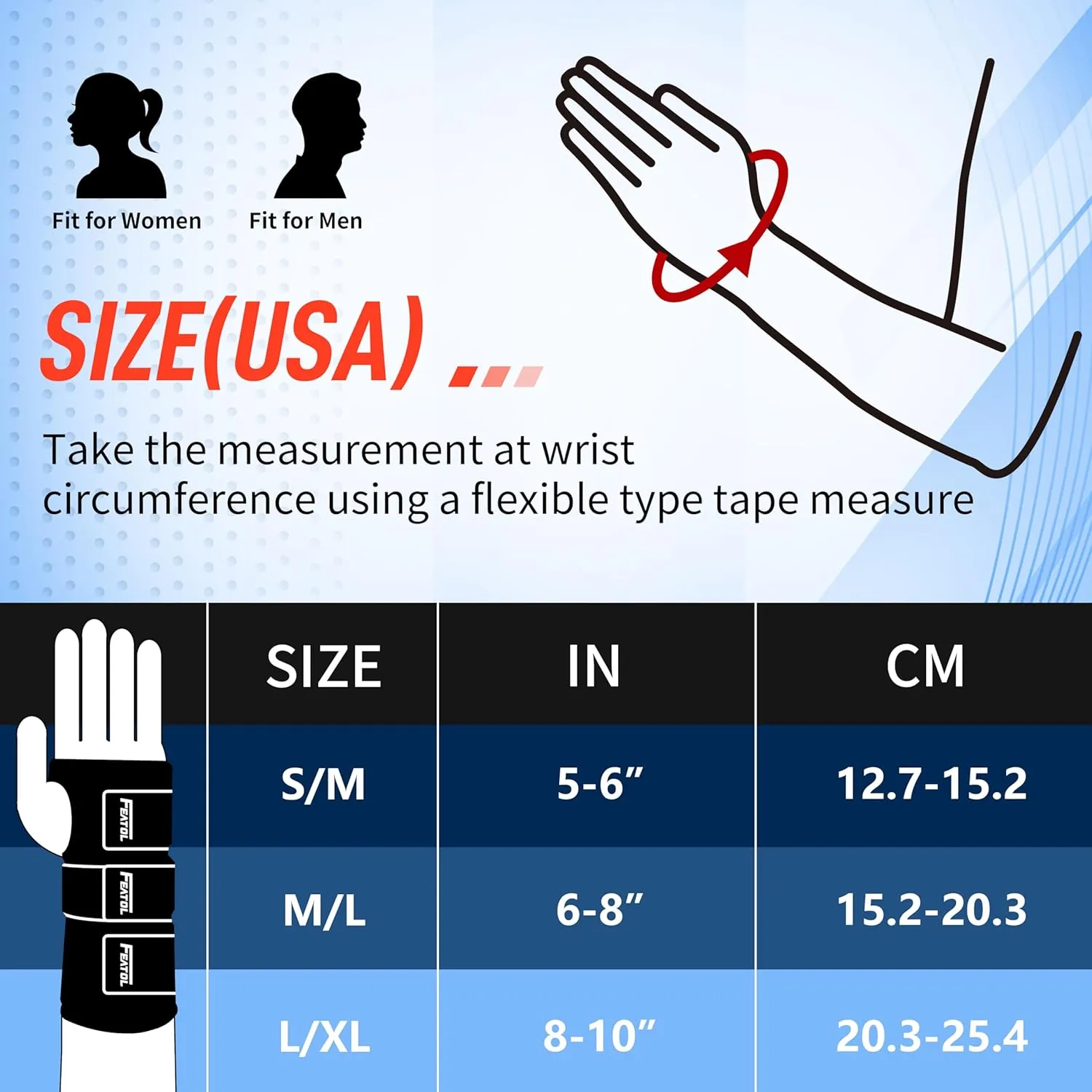 FEATOL Wrist Brace Carpal Tunnel, Night Support Brace with Wrist Splint, Adjustable Straps, Hot/Ice Pack for Women and Men, Right Hand, Medium/Large, Tendinitis, Arthritis, Pain Relief