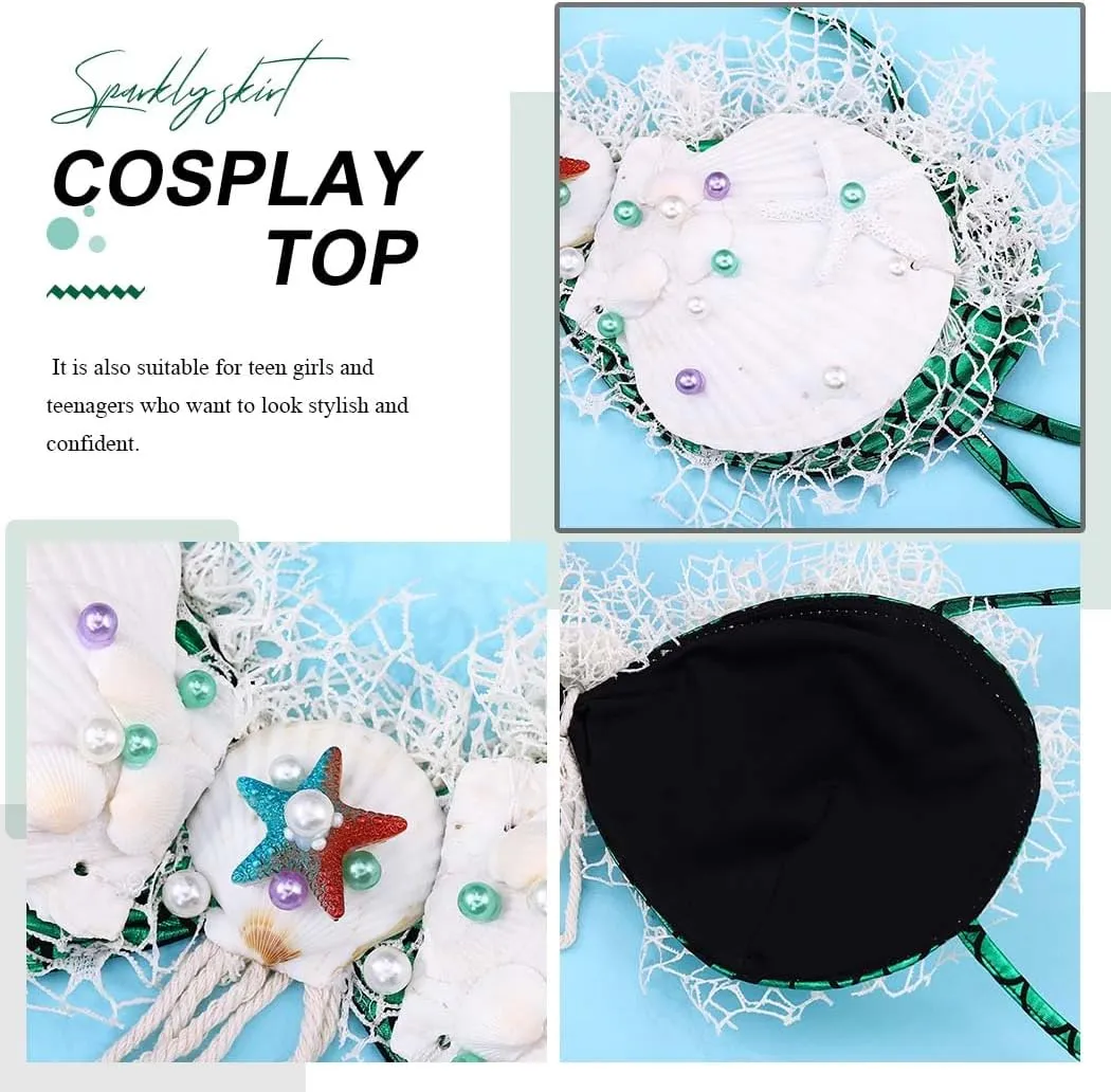 GRAEEN Crop Top Mermaid Bra Tops Costume Seashell Beach Top Bikini Tops for Women and Girls