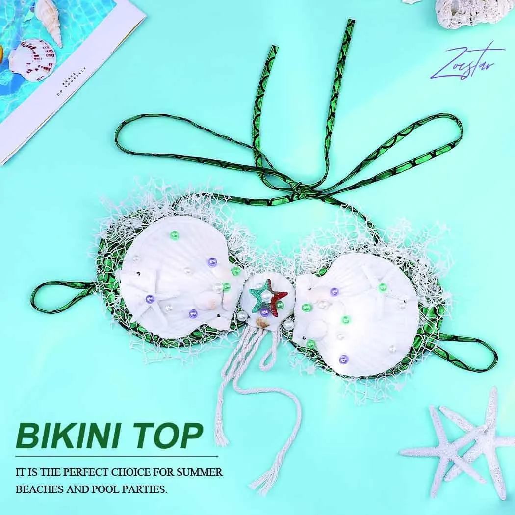 GRAEEN Crop Top Mermaid Bra Tops Costume Seashell Beach Top Bikini Tops for Women and Girls