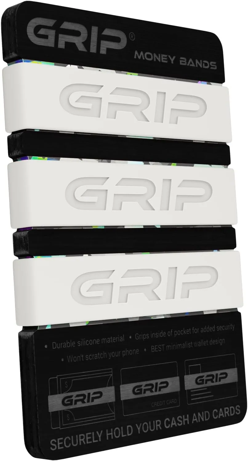 Grip Money Bands (Pack of 3) - GLOW IN THE DARK - Premium Silicone Band for Cash & Cards - Slim & Durable Design