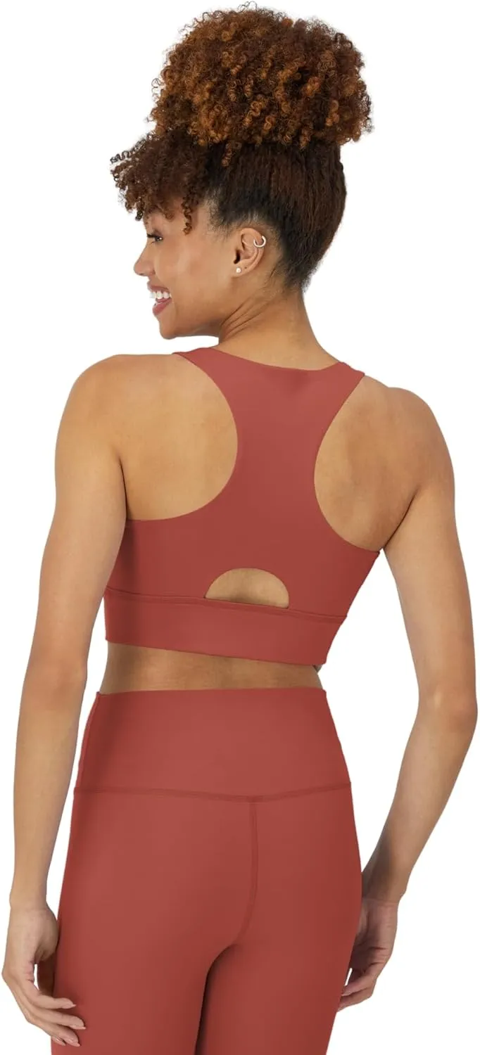 Hanes Sports Bra, Racerback Women, Stretch Pullover Crop Top with Cutout