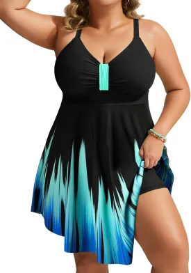 Hanna Nikole Womens Plus Size Swim Dress Swimsuit One Piece Tummy Control Bathing Suit Flowy Body Shaping Swimwear