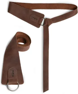 Heather's, Formal Belt for Women with Ring, No-Buckle Belt, Waist Strap, Stylish Belly Accessory, Full Grain Leather, Handmade, Bourbon Brown