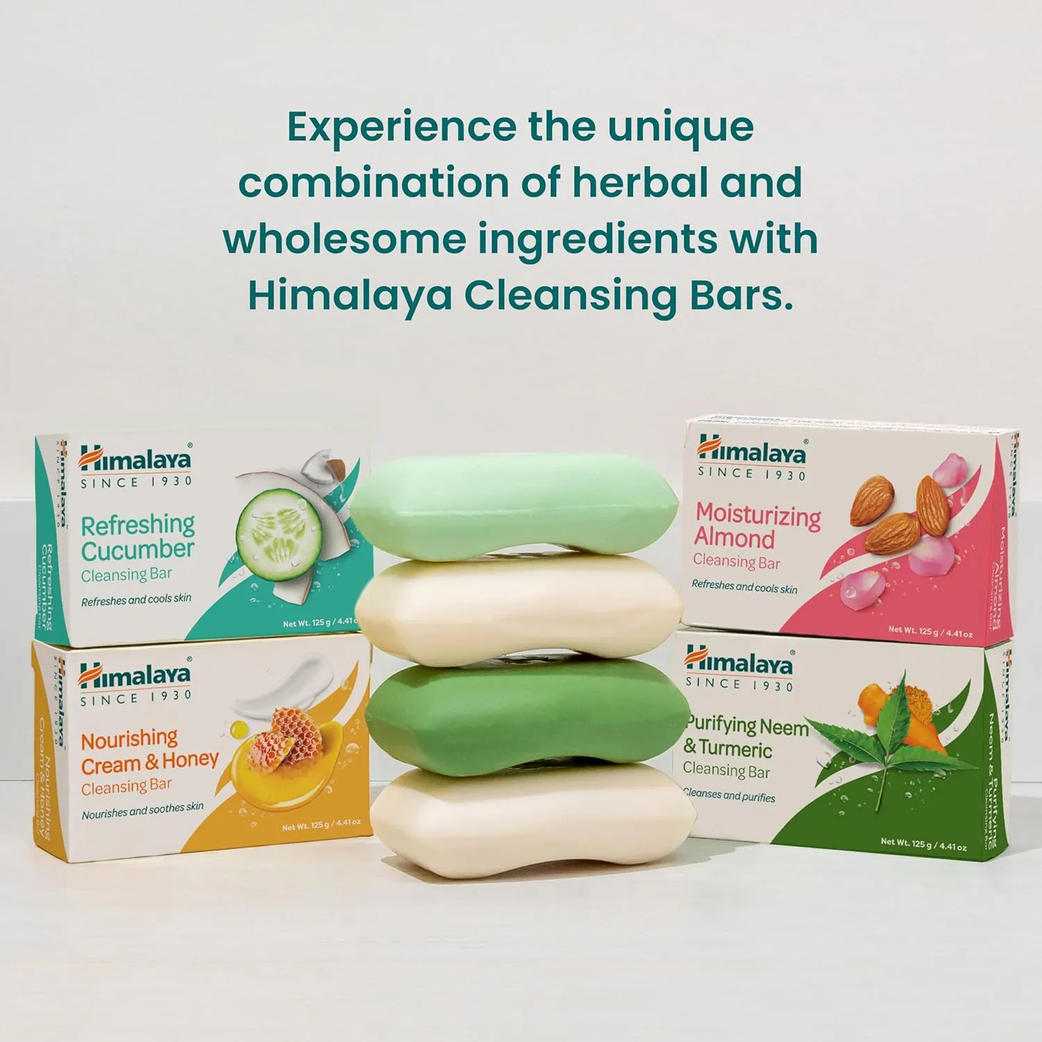 Himalaya Nourishing Cream & Honey Cleansing Bar, Face and Body Soap for Soft Skin, 4.41 oz, 6 Pack