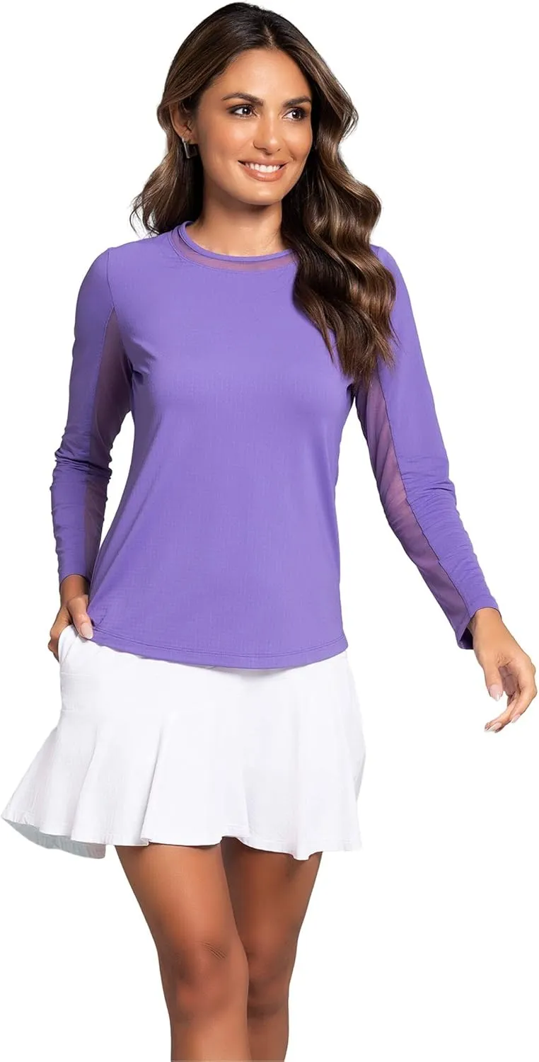 IBKUL Sun Protective UPF 50 Icefil Cooling Long Sleeve Crew Neck Top with Under Arm Mesh  83000
