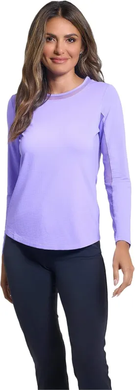 IBKUL Sun Protective UPF 50 Icefil Cooling Long Sleeve Crew Neck Top with Under Arm Mesh  83000