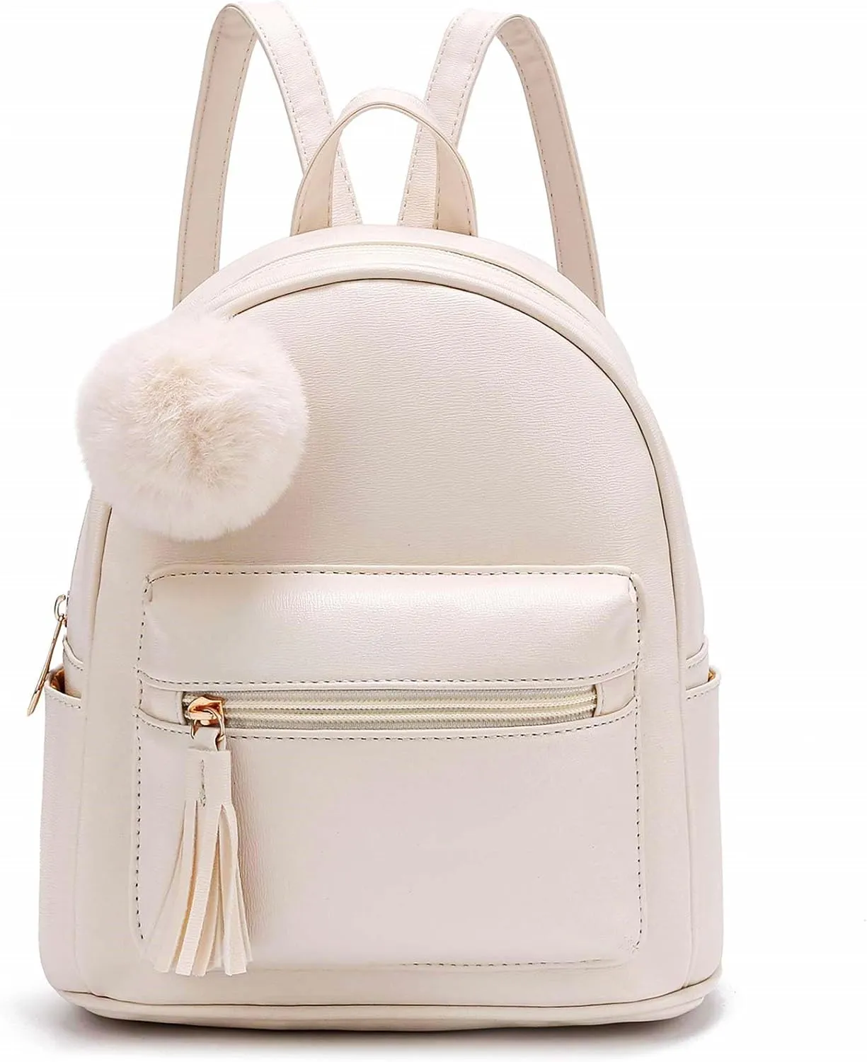 IHAYNER Mini Backpack Purse for Girls Teens Women Purses PU Leather Pom Backpack Shoulder Bag with Charm Tassel