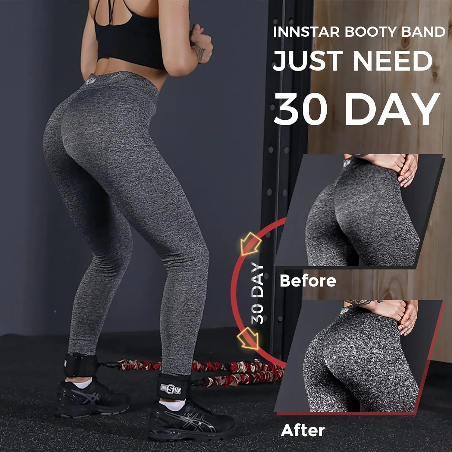 INNSTAR Ankle Resistance Bands, Ankle Bands for Working Out, Adjustable Butt Glutes Workout Equipment, Leg Resistance Bands for Women & Men Fitness Equipment