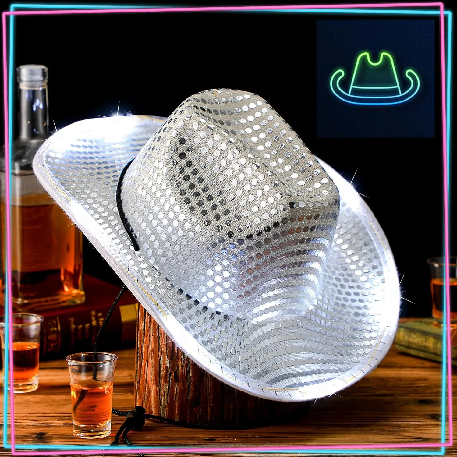 LED Lights Cowboy Cowgirl Hat Flashing LED Lights Cowgirl Hat for Wedding Western Bachelorette Party
