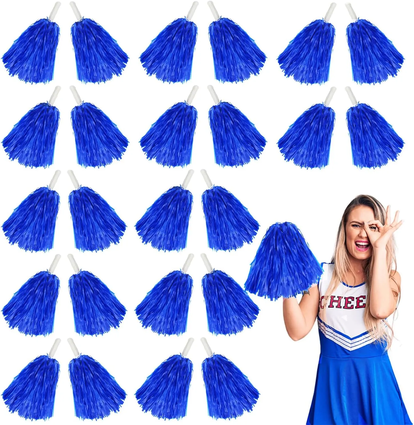 Lovecheer 24PCS Pom Poms Cheerleading Plastic Cheerleader Pom Poms with Handle Cheering for Sports Spirited Dance Party Performance