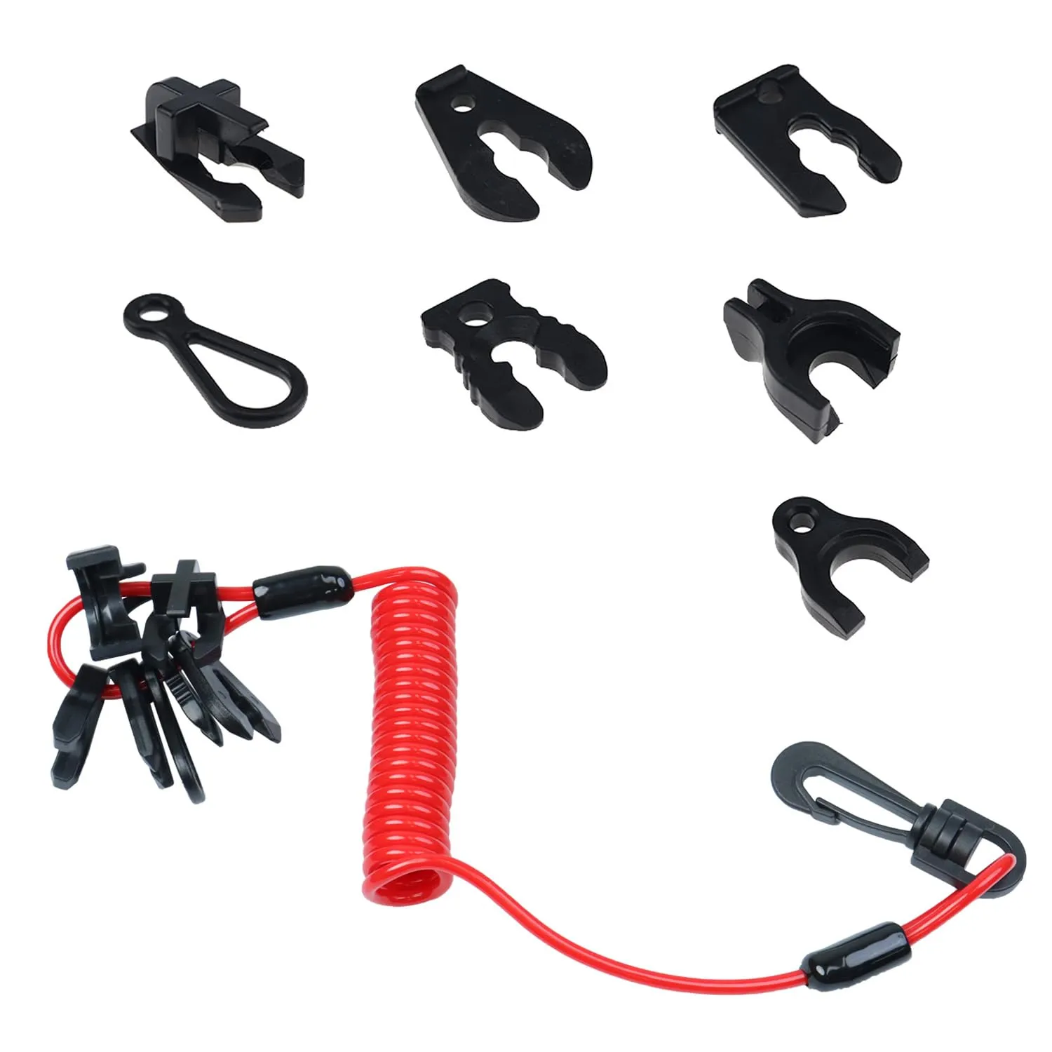 Marine Jet Ski Kill Switch Keys Lanyard, Universal Outboard Boat Engine Safe Stop Cord Tether Siut for Mercury, Yamaha, Tohatsu, Johnson, Evinrude, Suzuki (Universal Fit)