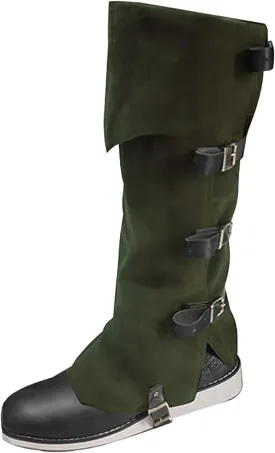 Men's Medieval Boot Covers,Renaissance Pirate Costume Boots Cover,Faux Leather Steampunk Shoes Cover,Viking Warrior Knight Armor Leg Gaiters Cosplay Accessory