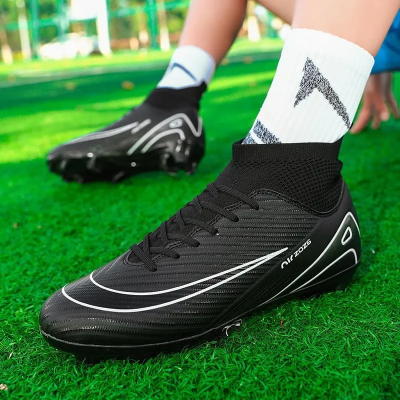 Men's Soccer Shoes High-Top Soccer Cleats Outdoor Indoor Breathable Athletic Professional Spikes Youth Boys Football Shoes Unisex