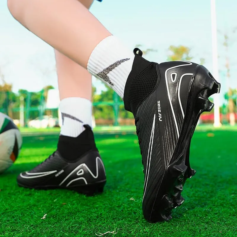 Men's Soccer Shoes High-Top Soccer Cleats Outdoor Indoor Breathable Athletic Professional Spikes Youth Boys Football Shoes Unisex