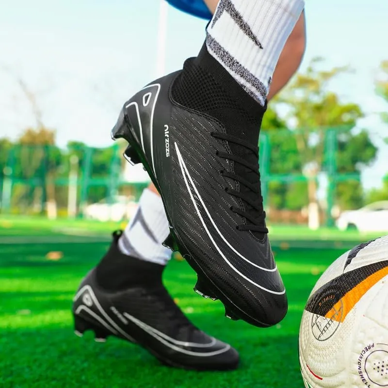 Men's Soccer Shoes High-Top Soccer Cleats Outdoor Indoor Breathable Athletic Professional Spikes Youth Boys Football Shoes Unisex