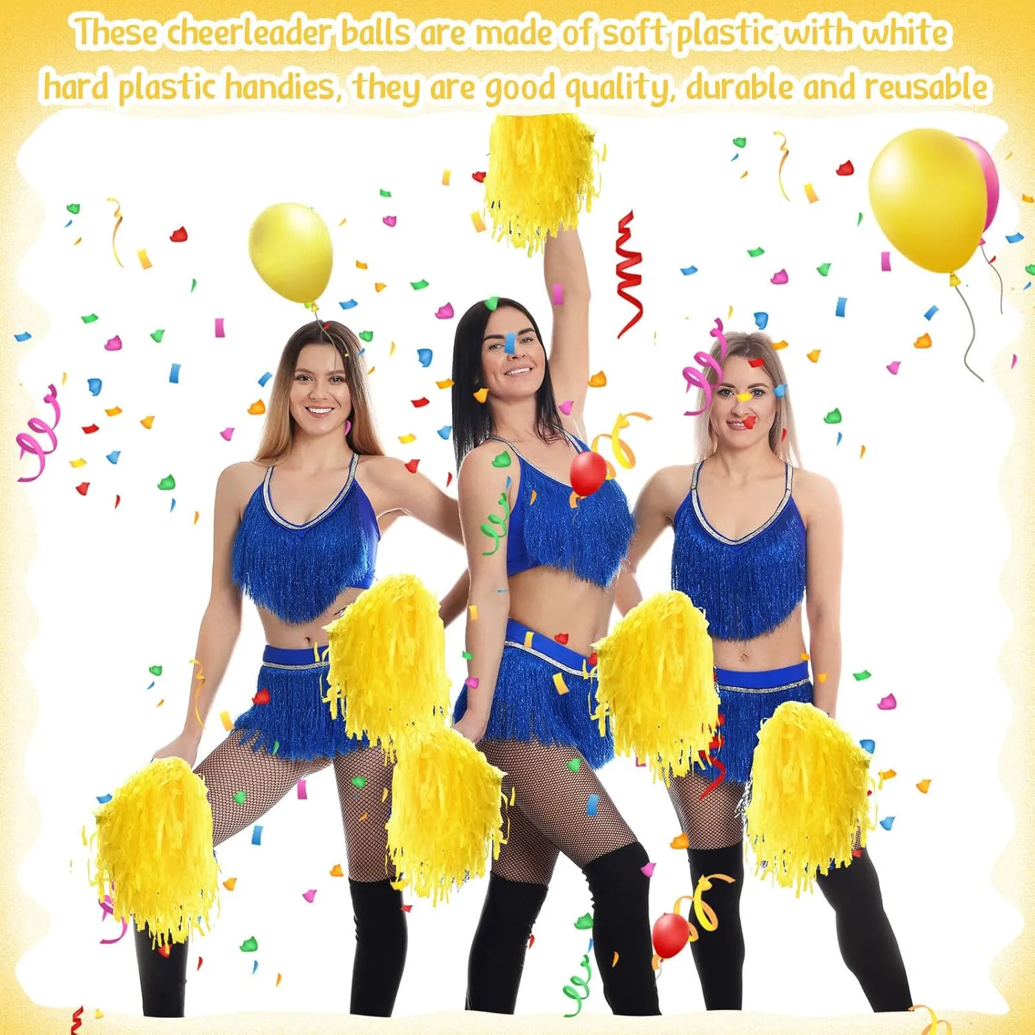 Meooeck 80 Pcs Cheerleading Pom Poms Sports Dance Cheer Pompoms with Handles Plastic Cheerleader Stuff for Sport Gymnastics Adults Cheering Team Party Decorations