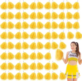 Meooeck 80 Pcs Cheerleading Pom Poms Sports Dance Cheer Pompoms with Handles Plastic Cheerleader Stuff for Sport Gymnastics Adults Cheering Team Party Decorations