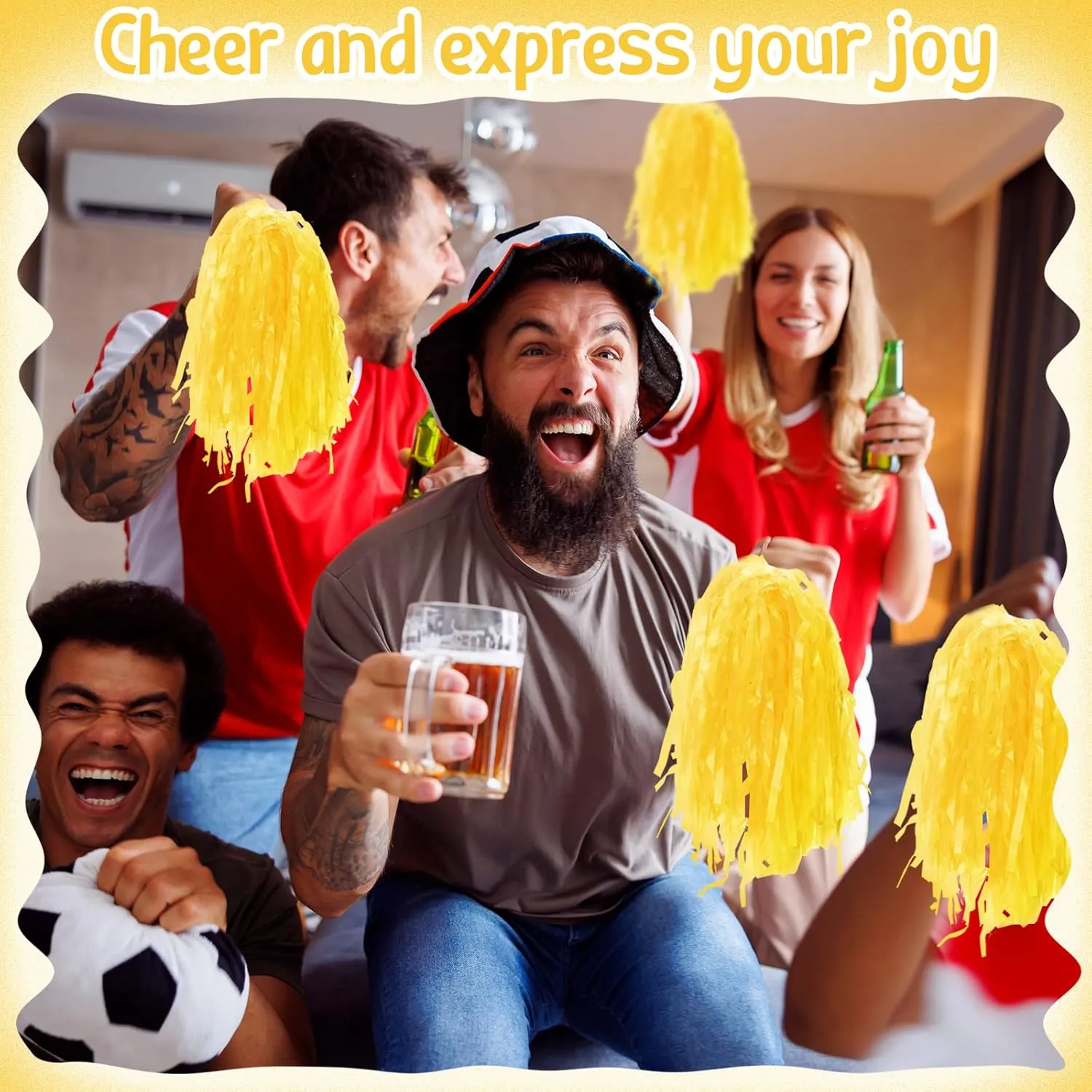 Meooeck 80 Pcs Cheerleading Pom Poms Sports Dance Cheer Pompoms with Handles Plastic Cheerleader Stuff for Sport Gymnastics Adults Cheering Team Party Decorations