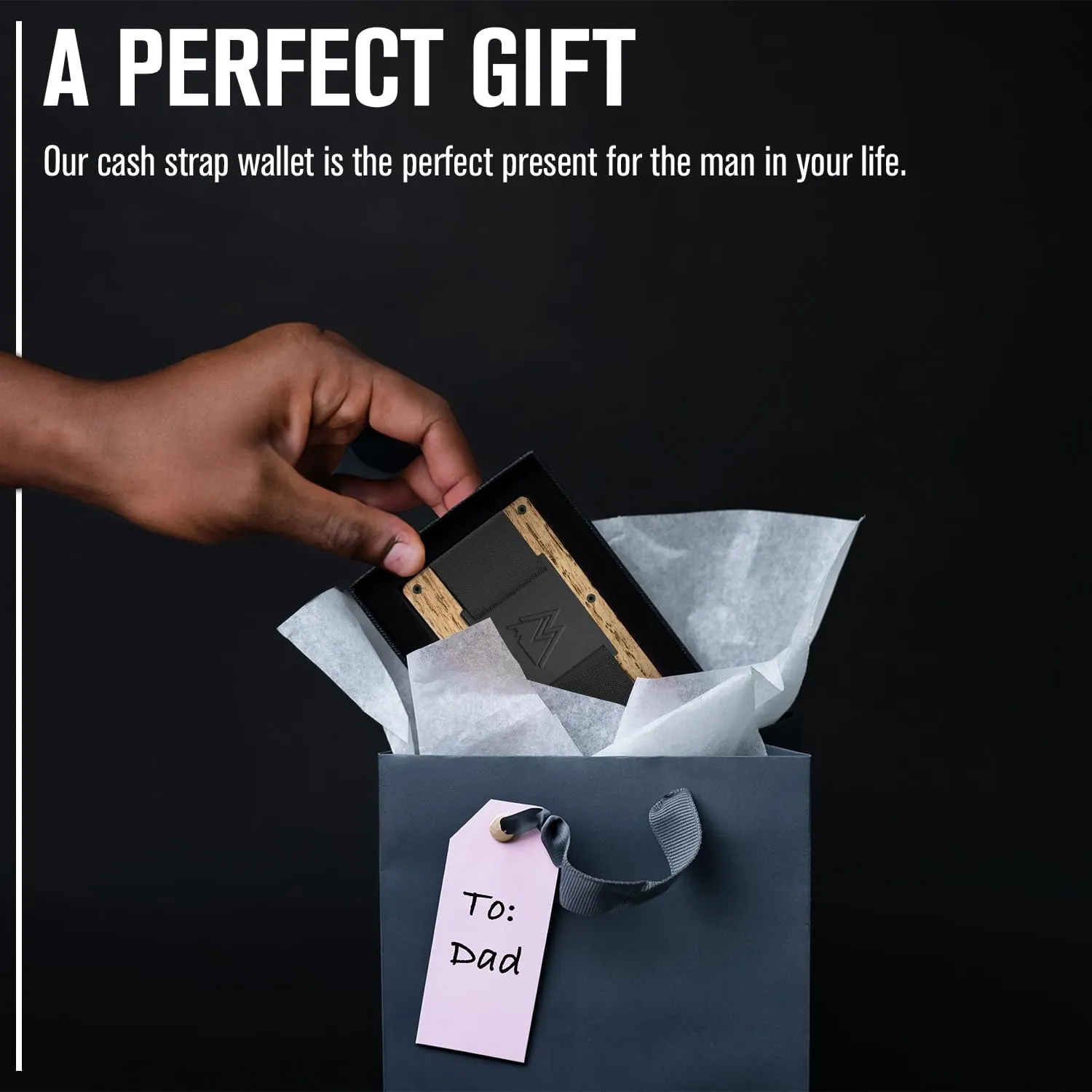 Mountain Voyage Co Minimalist Cash Strap - Slim RFID Blocking Wallet for Men & Women - Scratch Resistant, Credit Card Holder, Easily Removable Money & Cards, Aluminium Wallet (Beech Wood Carbon)