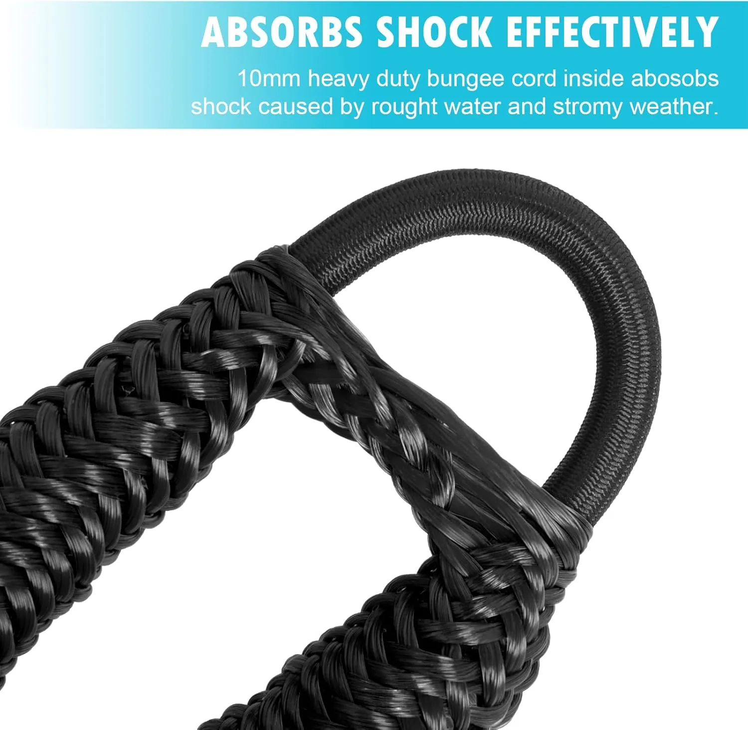 Obcursco 4FT Bungee Dock Lines,Boat Dock Rope,Jet Ski Accessories with 316 Stainless Steel Clip for Kayak,Seadoo,Pontoon,Yamaha WaveRunner,Canoe (2 Pack, Black)