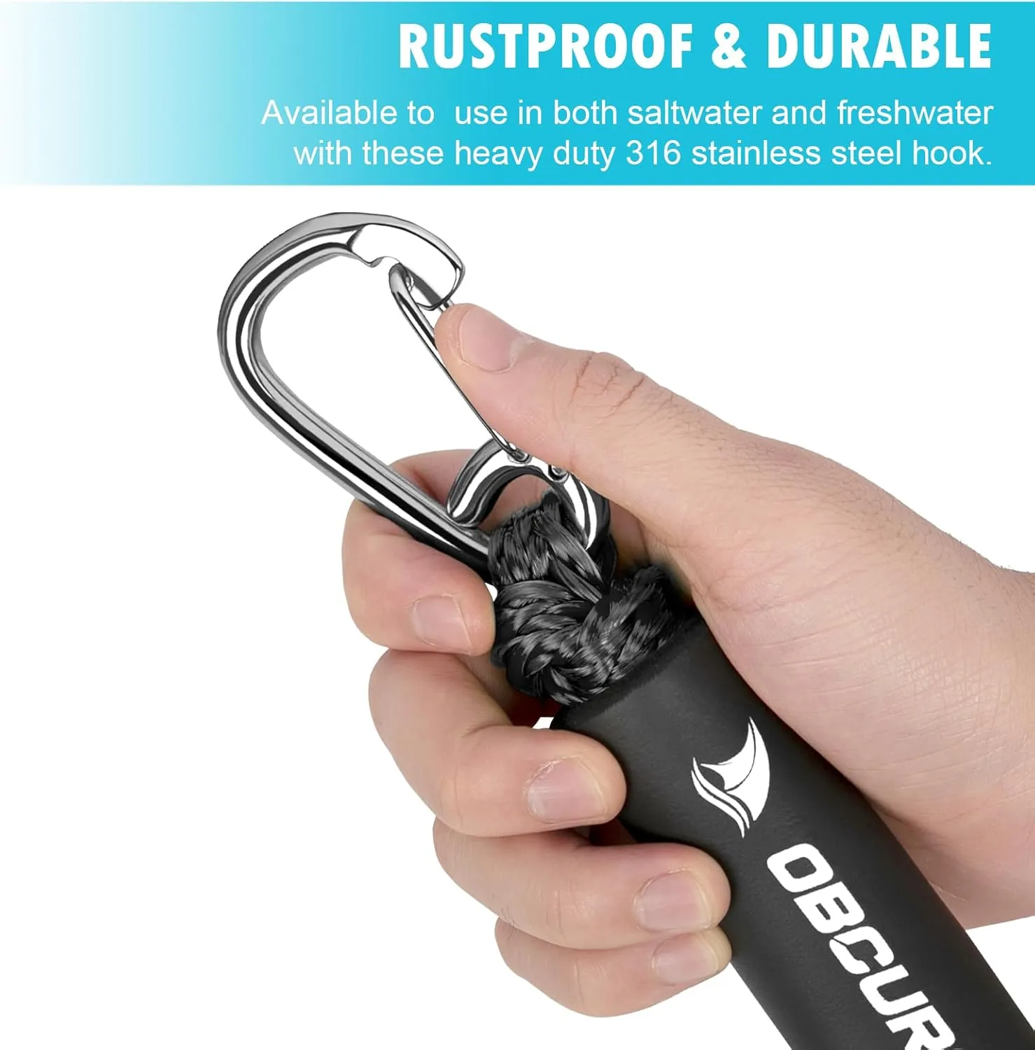 Obcursco 4FT Bungee Dock Lines,Boat Dock Rope,Jet Ski Accessories with 316 Stainless Steel Clip for Kayak,Seadoo,Pontoon,Yamaha WaveRunner,Canoe (2 Pack, Black)