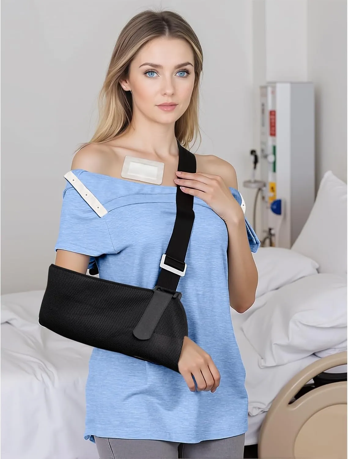 Post Shoulder Surgery Shirts for Women- Short Sleeve-Full Snap-Open Arm Shoulder Recovery Clothing Chemo Clothing