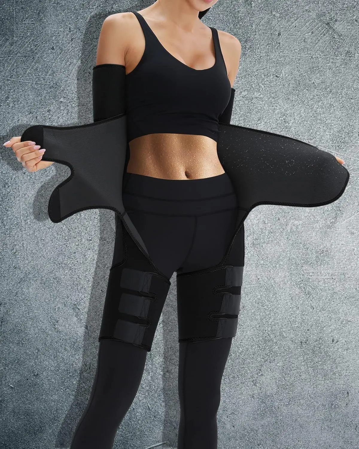 RESHE 4 in 1 High Waist Arm and Thigh Wast Trainer for Women, Sweat Band Waist Trimmer Plus Size