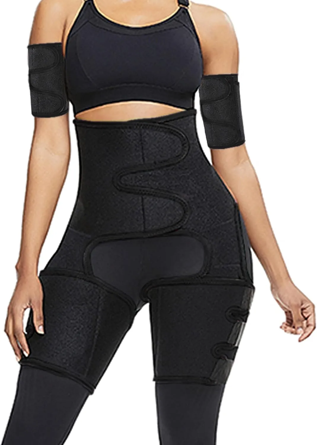 RESHE 4 in 1 High Waist Arm and Thigh Wast Trainer for Women, Sweat Band Waist Trimmer Plus Size