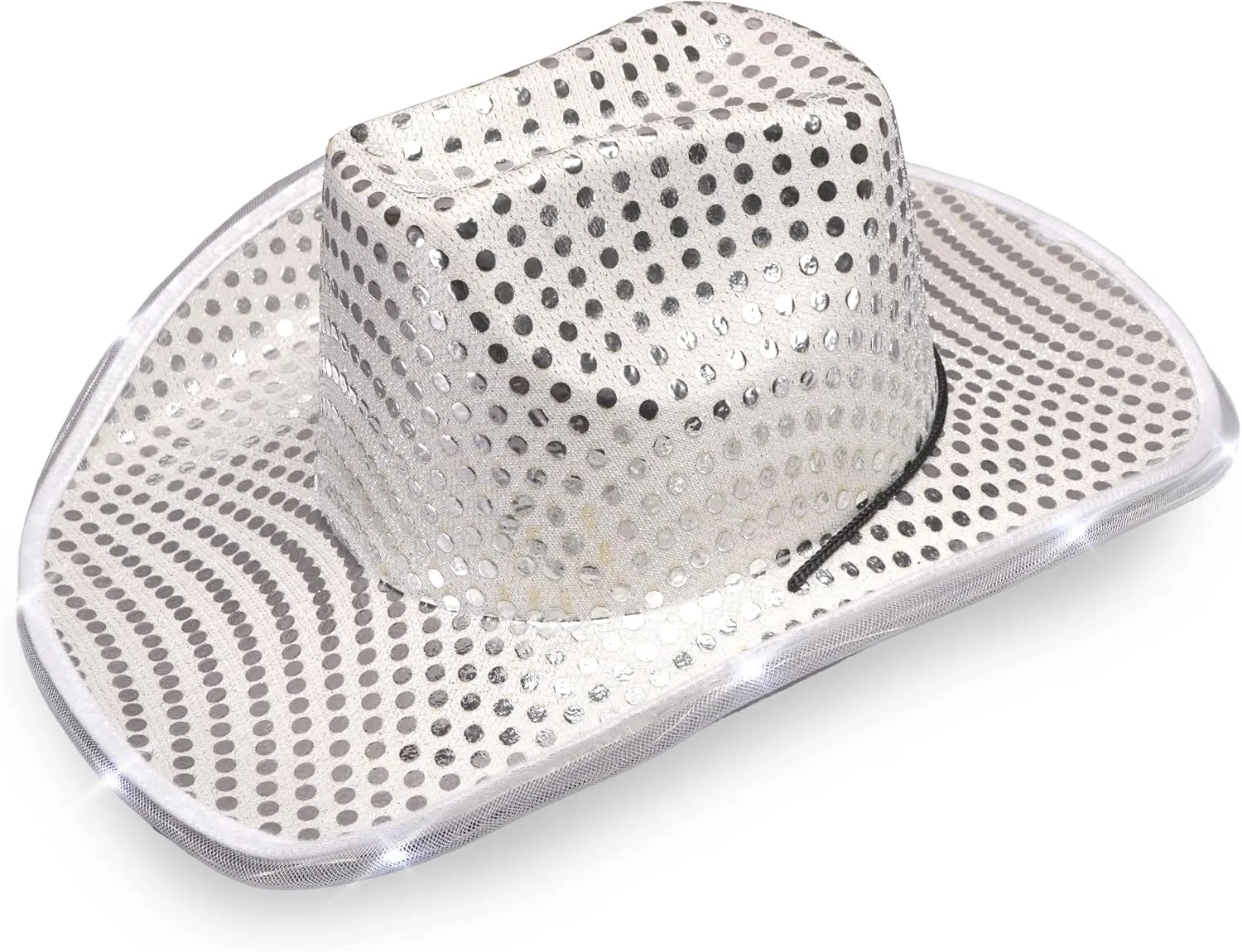 SoJourner Bags Neon Sparkly Glitter Space Cowboy Hat - Fun Metallic Holographic Party Disco Cowgirl Hat