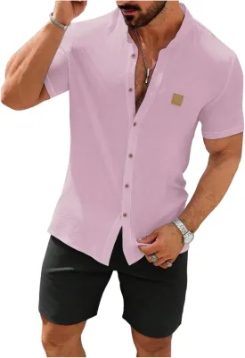 SOLY HUX Men's Casual Tracksuit Button Down Shirt and Drawstring Waist Short Sets Summer 2 Piece Outfits
