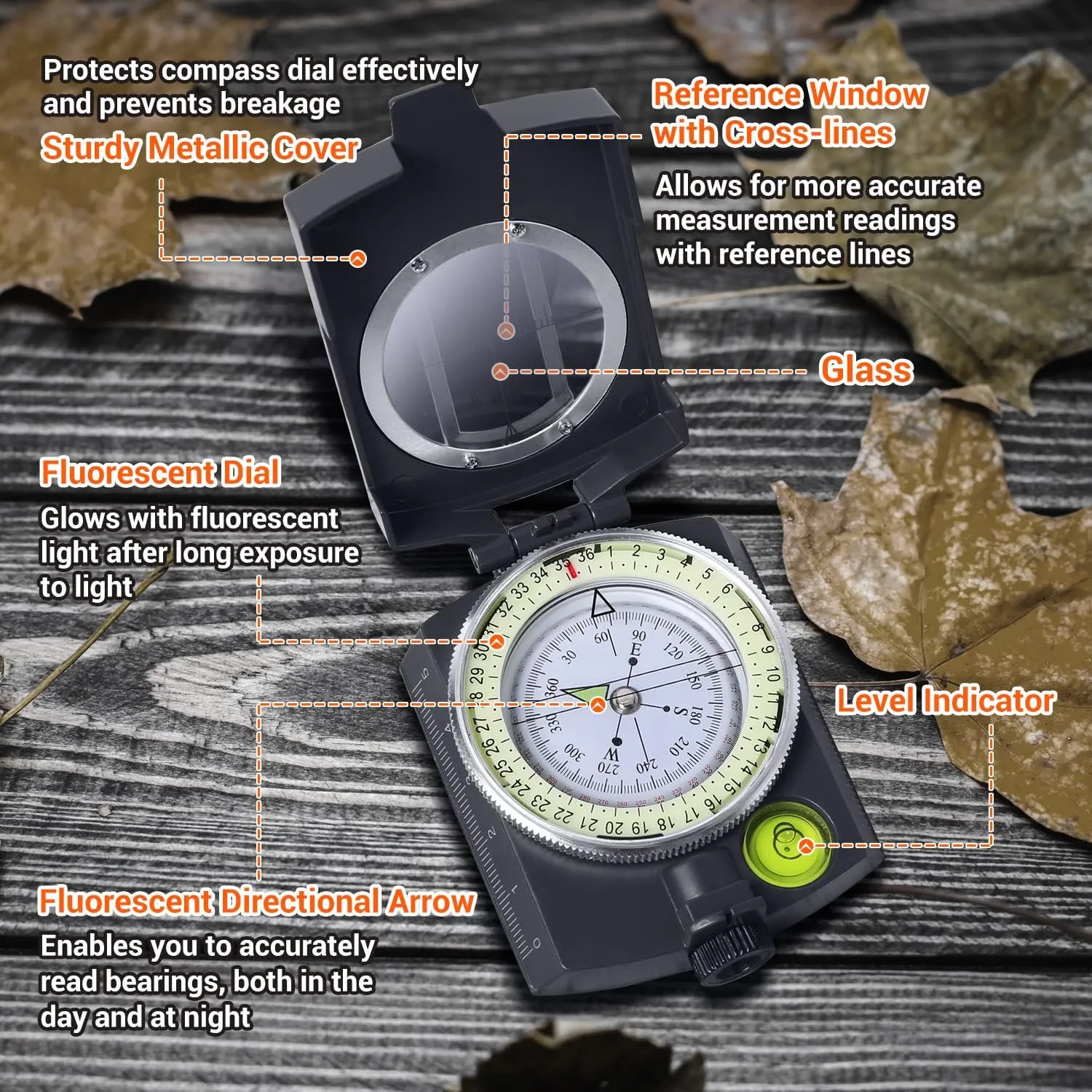 Sportneer Compass Hiking Survival Military Grade Waterproof Boy Scout Compass for Kids Gift Backpacking Camping Hiking Navigation