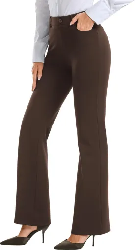 Stelle Women 28"/30"/ 32" Bootcut Dress Pants Business Casual Work Pants with Pockets Pull On Regular Slacks for Office