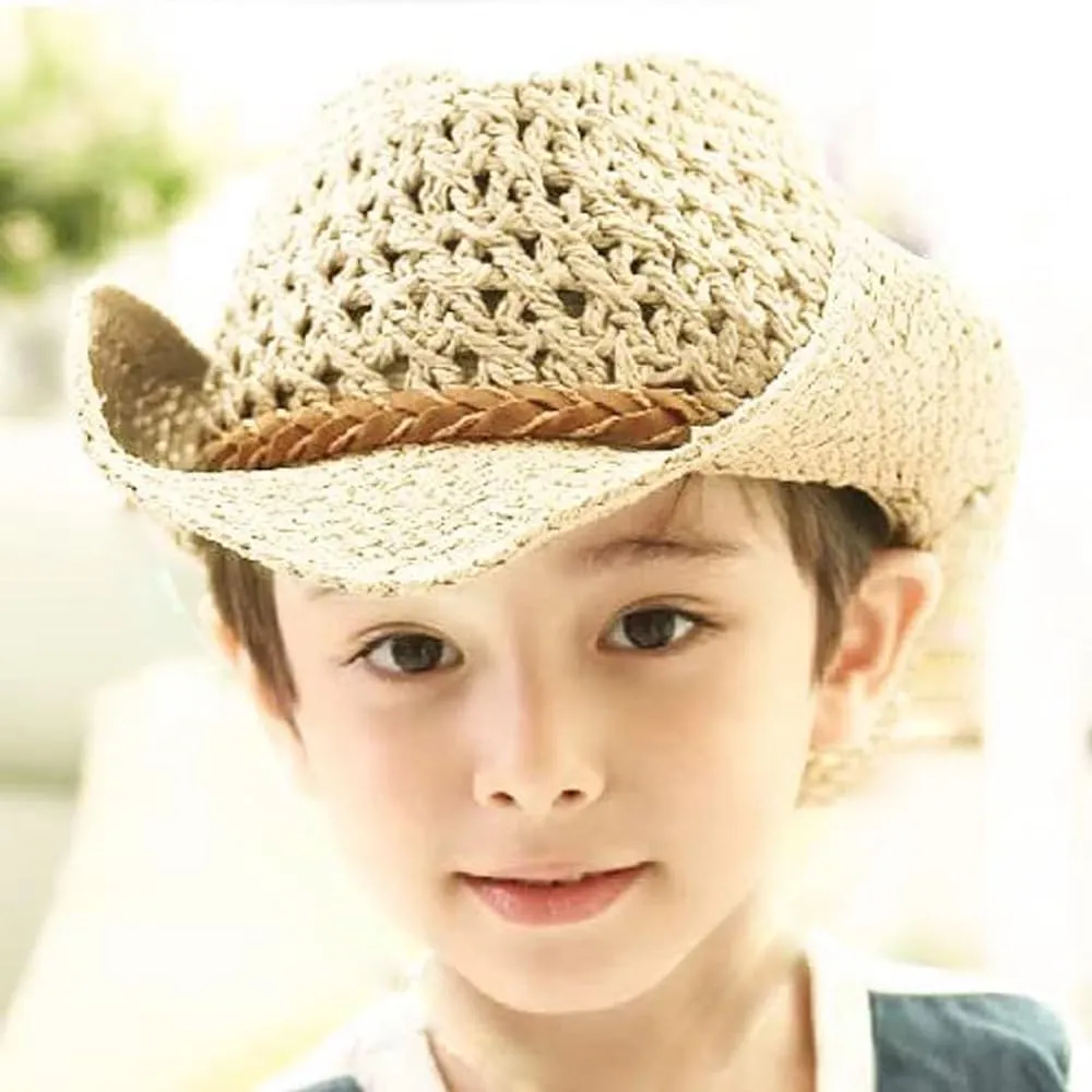 Straw Cowboy Sun Hat for Women/Kids Western Style Shapeable Country UPF 50  Cap