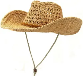 Straw Cowboy Sun Hat for Women/Kids Western Style Shapeable Country UPF 50  Cap